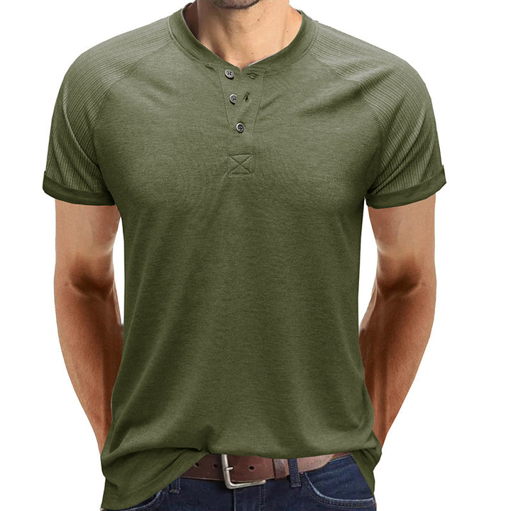 Herren Kurzarmshirt mit stilvollen Rippendetails und Knopfverschluss Echoarchiv