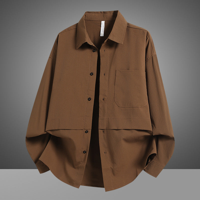 Herren Lässige Overshirtjacke mit weitem Schnitt und praktischer Brusttasche Echoarchiv