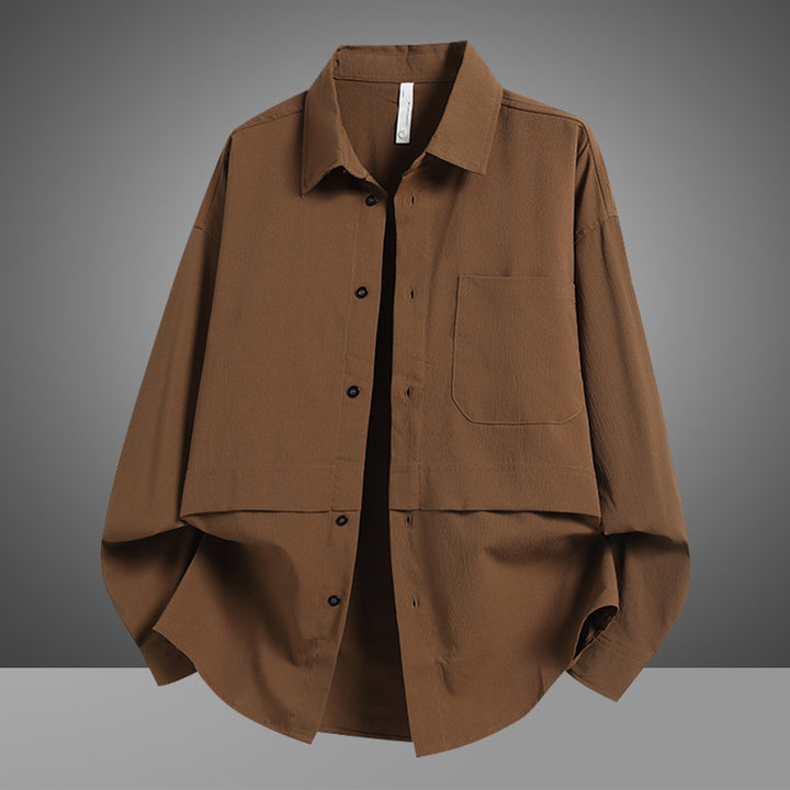 Herren Lässige Overshirtjacke mit weitem Schnitt und praktischer Brusttasche Echoarchiv