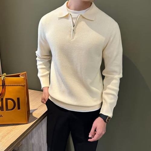 Herren Elegantes Pullover mit Stehkragen und Reißverschluss Echoarchiv