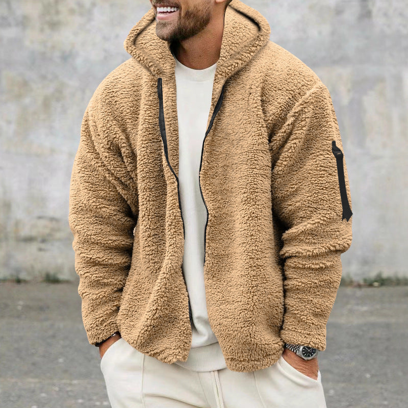 Herren Kuschelige Fleecejacke mit Kapuze und praktischen Reißverschlusstaschen Echoarchiv