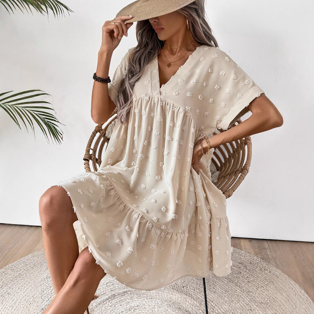 Damen Verspieltes Sommerkleid mit V-Ausschnitt und Rüschensaum Echo Archiv