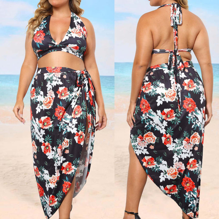 Damen Bikini-Oberteil mit floralem Design und hochgeschnittenem Rock Echo Archiv