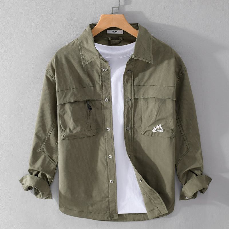 Herren Utility-Overshirt im Field-Stil mit Druckknopf-Leiste und Doppelbrusttaschen Echoarchiv