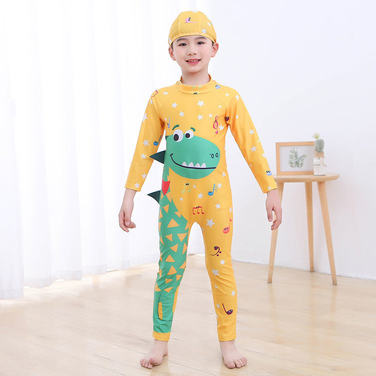 Jungen UV-Schutz Schwimmanzug mit langen Ärmeln und süßem Dinosaurier-Motiv Echo Archiv