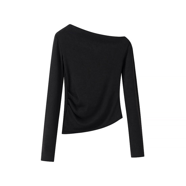 Damen Asymmetrisches One-Shoulder Langarmshirt mit Raffung Echo Archiv