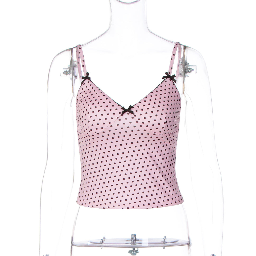 Damen Trägertop mit verspieltem Punktedesign und zarten Schleifen Echo Archiv