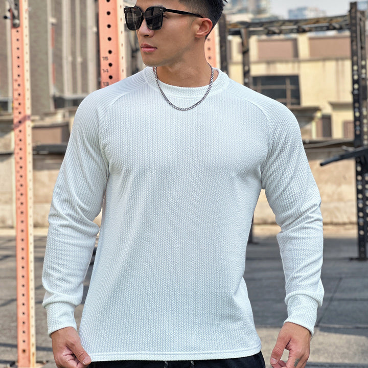Herren Langarm Workout-Shirt mit strukturiertem Design und atmungsaktivem Stoff Echoarchiv