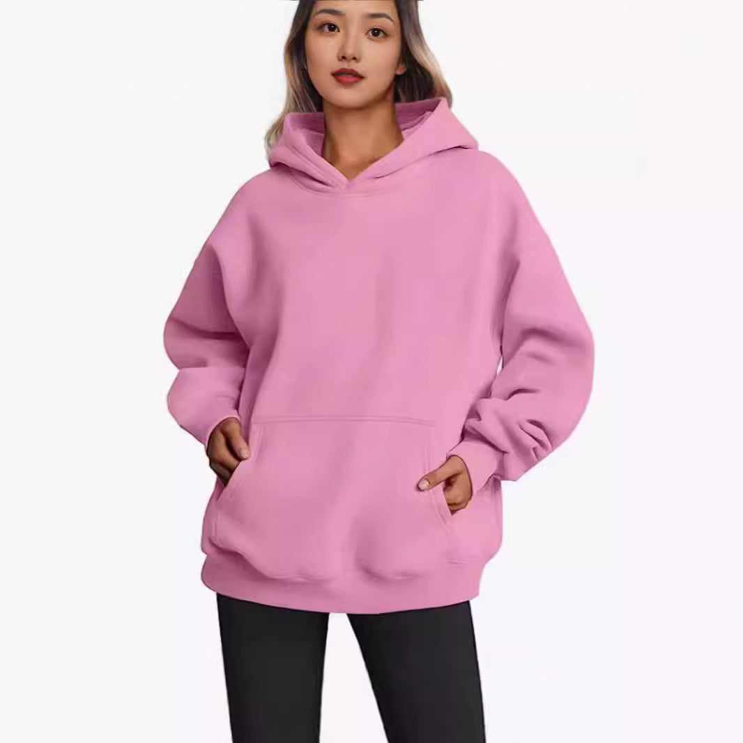 Damen nan Longline-Oversize Hoodie mit tiefer Schulter, verstärkter Kängurutasche und geripptem Saum Echo Archiv