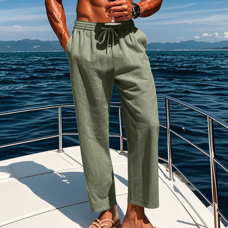 Herren Sommerliche Freizeithose mit weichem, atmungsaktivem Baumwollmaterial und elastischem Bund Echoarchiv