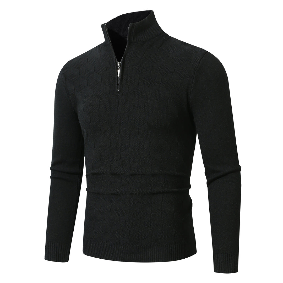 Herren modischer Strickpullover mit halbem Reißverschluss und strukturiertem Design Echoarchiv