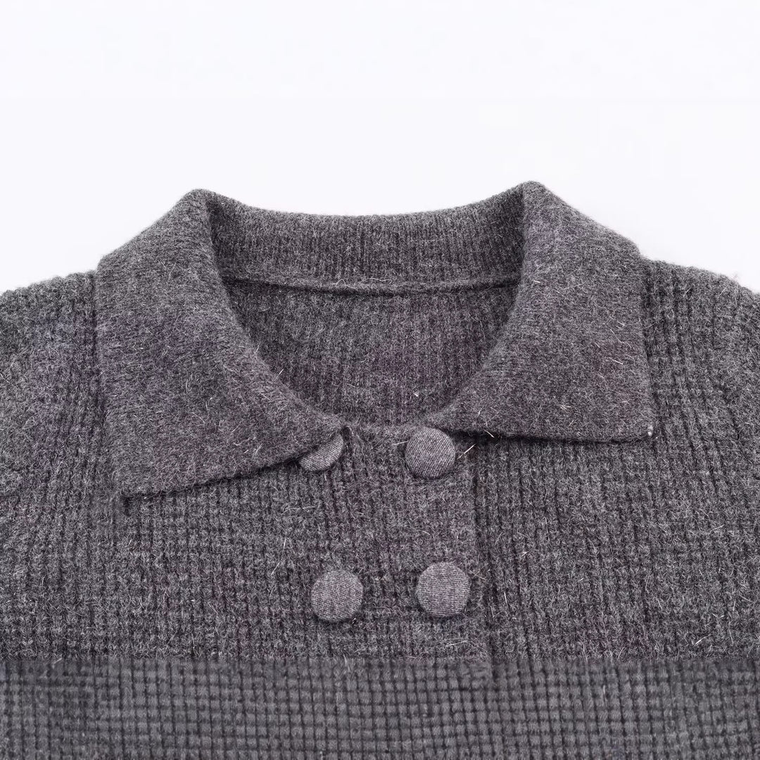 Damen Doppelreihige Bouclé-Jacke mit Schößchen, aufgesetzten Taschen und Hemdkragen Echoarchiv