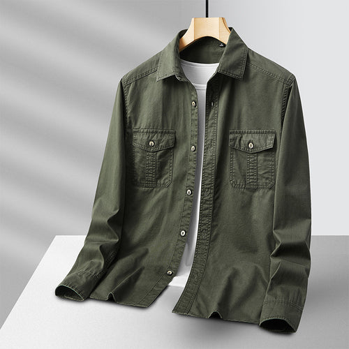Herren leichte Baumwoll-Utility-Hemdjacke mit Pattentaschen und durchgehender Knopfleiste Echo Archiv