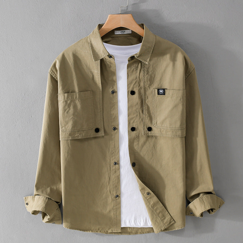 Herren Baumwoll-Overshirt mit Druckknopfleiste, Doppel-Brusttaschen und relaxed Fit Echoarchiv