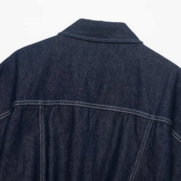 Damen Oversize Denim-Bluse mit praktischen Taschen und elastischem Saum Echo Archiv
