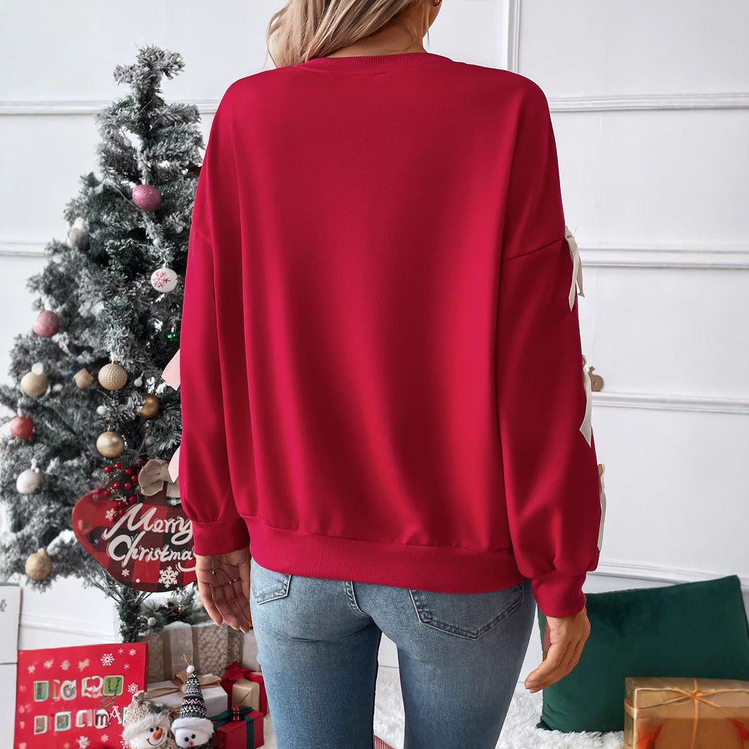 Damen Sweatshirt mit dekorischen Schleifen an den Ärmeln Echoarchiv