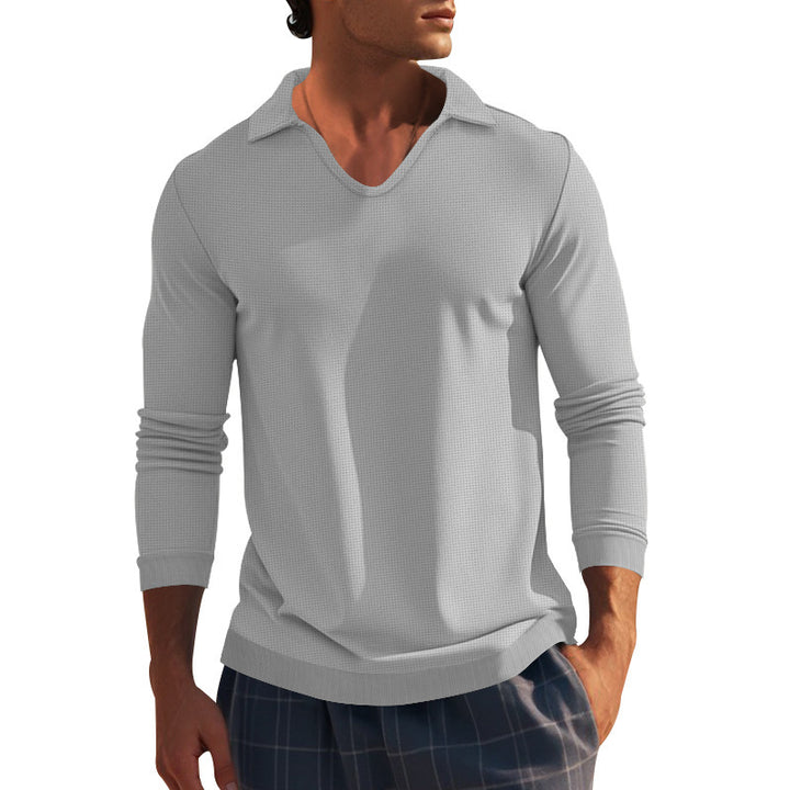Herren Langarmshirt mit modernem V-Ausschnitt und strukturiertem Design Echoarchiv