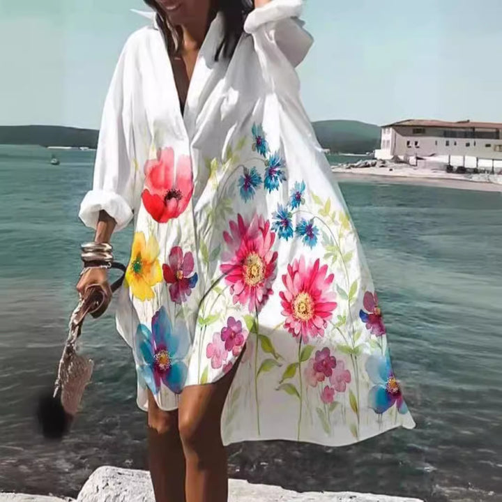 Damen nan luftiges Strandkleid Kaftan mit tropischem Blattprint und weitem Schnitt Echo Archiv