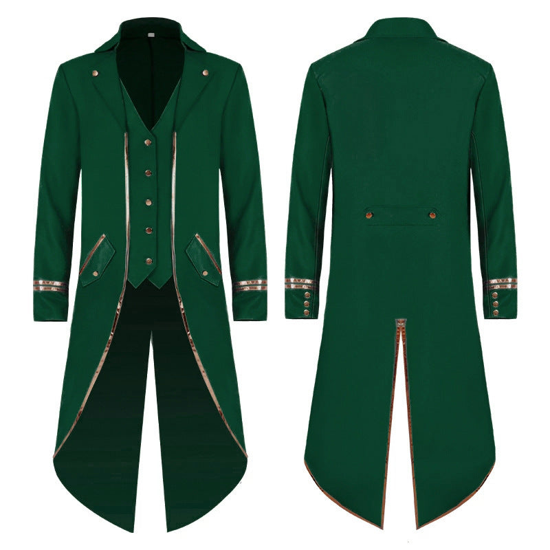 Damen nan langer taillierter Blazer-Mantel mit goldener Kettendetail und einreihigem Verschluss Echo Archiv