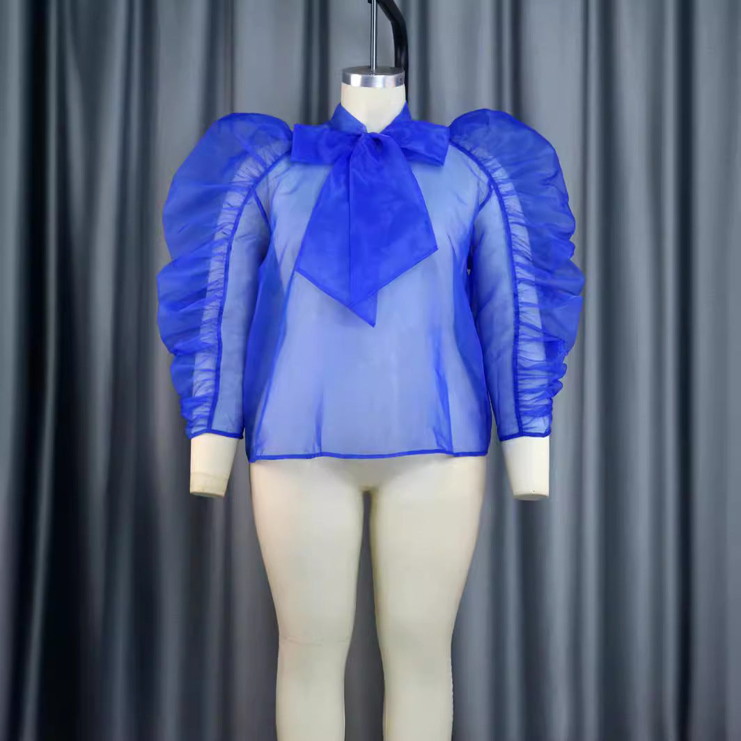 Damen elegantes Oberteil mit voluminösen Rüschenärmeln Echo Archiv