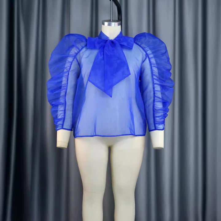 Damen elegantes Oberteil mit voluminösen Rüschenärmeln Echo Archiv