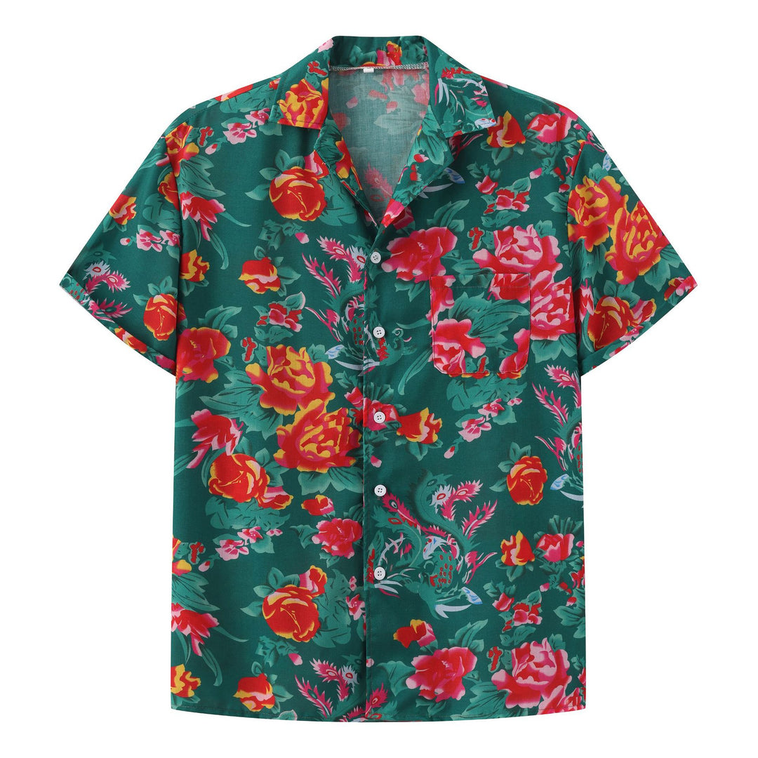 Damen Sommerliches Set mit floralem Kurzarmhemd und Shorts Echoarchiv
