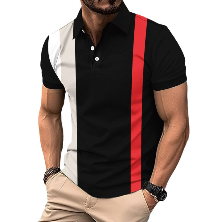 Herren Polohemd mit modernen Farbblock-Designs und atmungsaktiven Materialien Echoarchiv