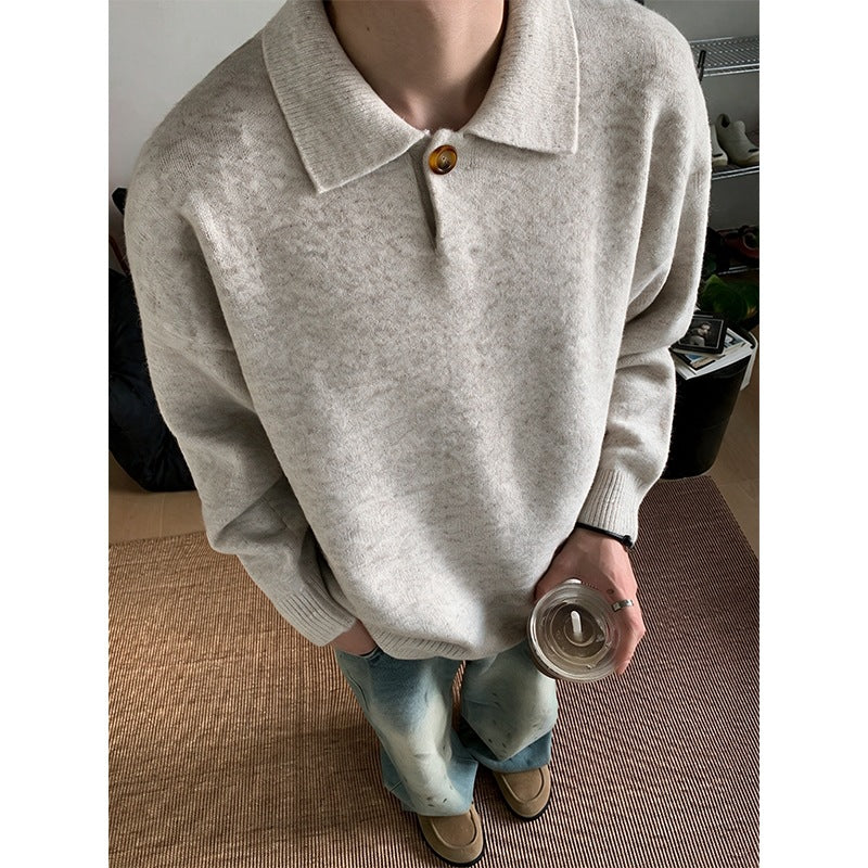 Damen Oversize-Strickpullover mit Polokragen und Ein-Knopf-Detail Echo Archiv