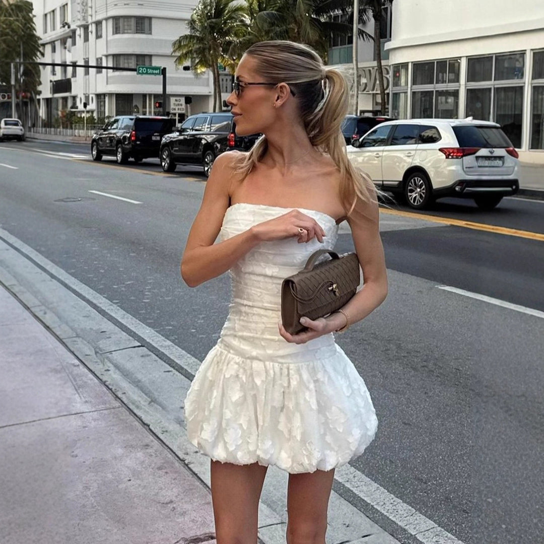 Damen kurzer, eleganter Rüschentop Echo Archiv