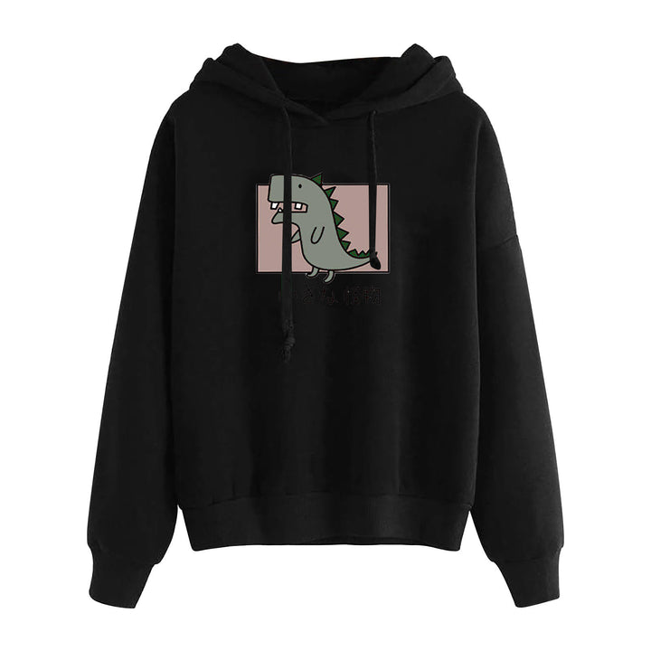 Damen kurz geschnittener Cropped-Kapuzenpullover mit niedlicher Frosch-Illustration und verstellbarer Kapuze – Auréline
