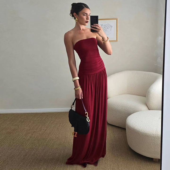 Damen Maxikleid mit elastischem Oberteil und fließendem Rock Echo Archiv