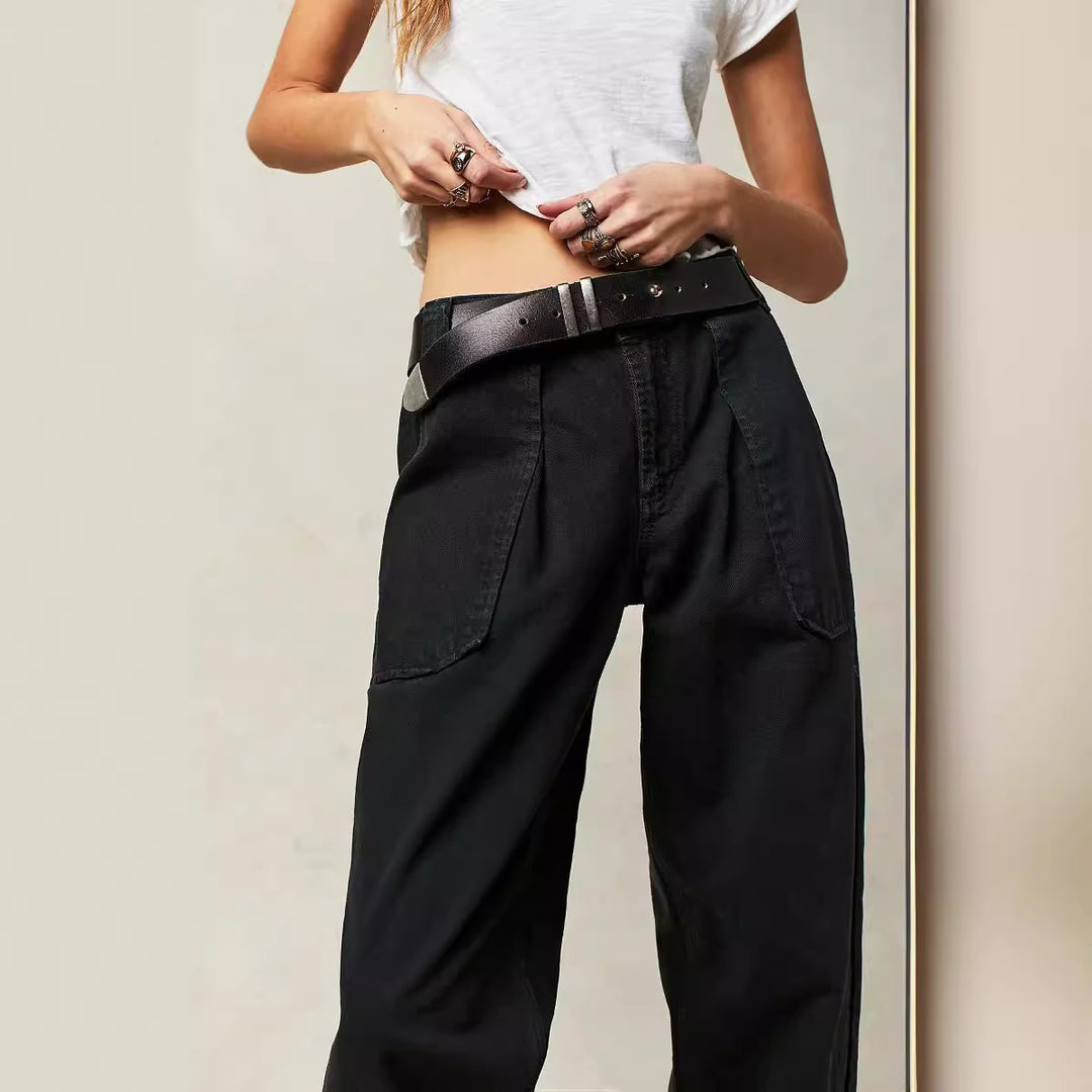 Damen nan weite High-Waist Baggy-Jeans mit tiefem Schritt, Five-Pocket Design und extra-langen Beinen Echo Archiv