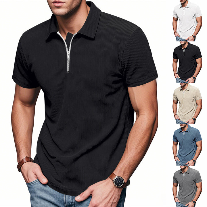 Herren sportliches Kurzarmpoloshirt mit Reißverschluss Echoarchiv