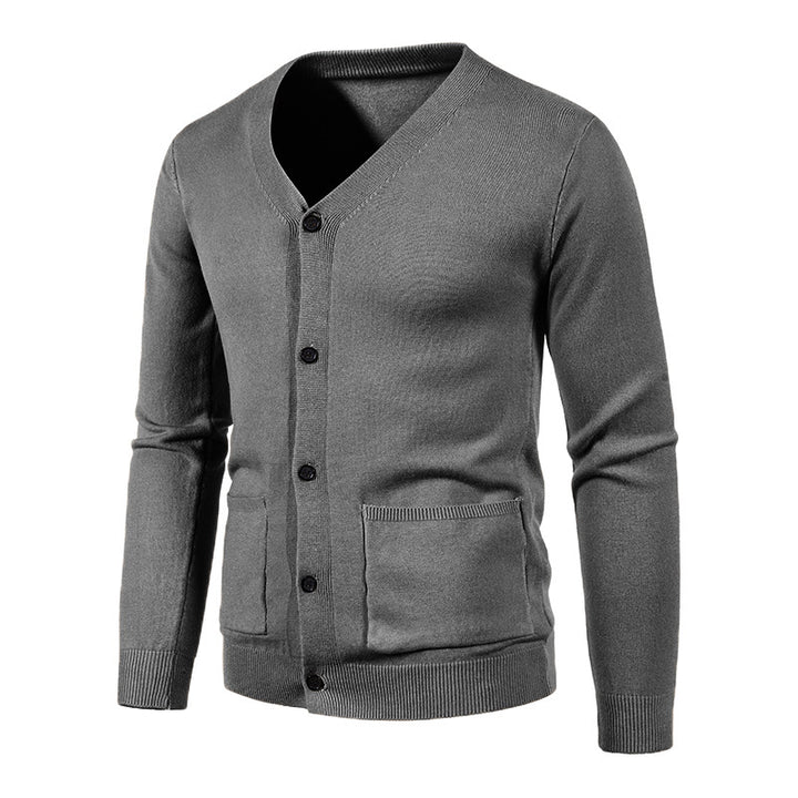 Herren nan leichte Feinstrick-Strickjacke mit V-Ausschnitt, durchgehender Knopfleiste und aufgesetzten Taschen Echo Archiv