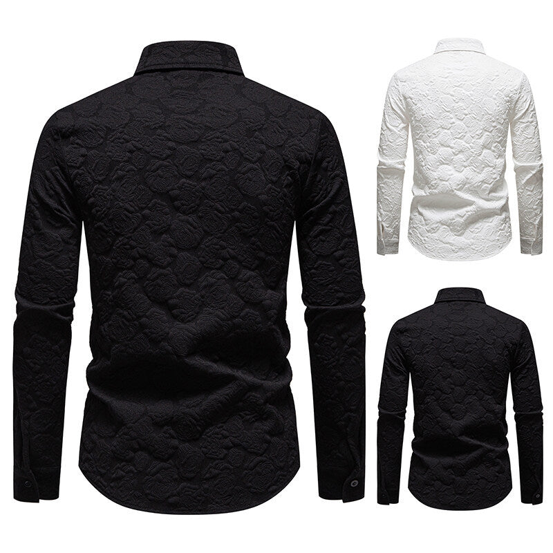 Herren Langarmhemd mit strukturiertem Design Echoarchiv