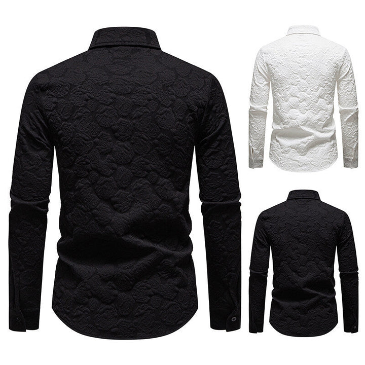 Herren Langarmhemd mit strukturiertem Design Echoarchiv