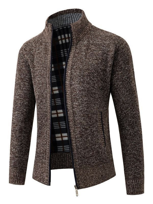 Herren modische Strickjacke mit innovativer Struktur und warmem Futter Echoarchiv