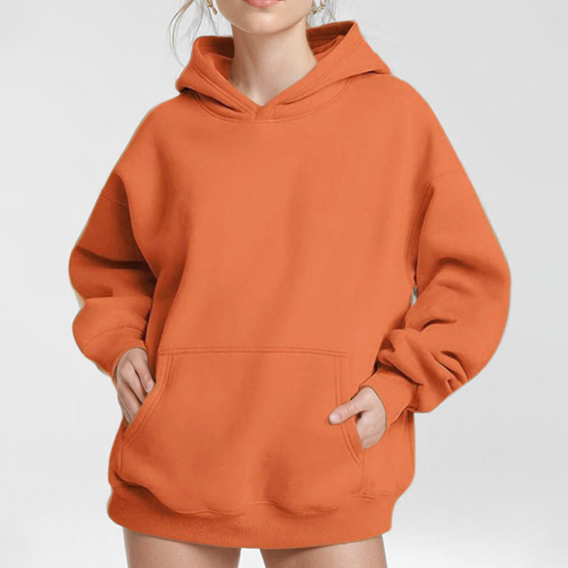 Damen nan extraweites Boxy-Kapuzenpullover mit tiefer Schulterpassform, Känguru-Eingrifftasche und angerauter Innenseite Echo Archiv