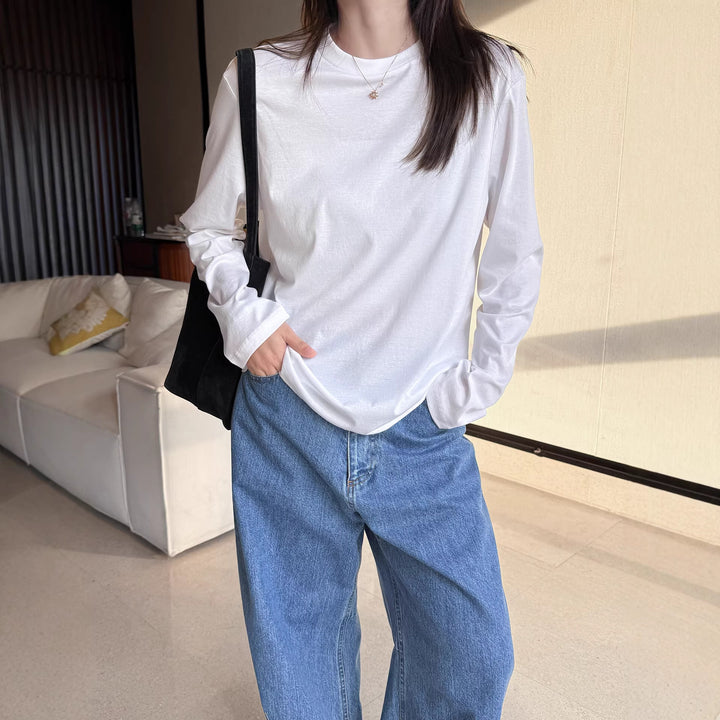 Damen Bequeme Langarmshirt mit schlichten Details Echoarchiv