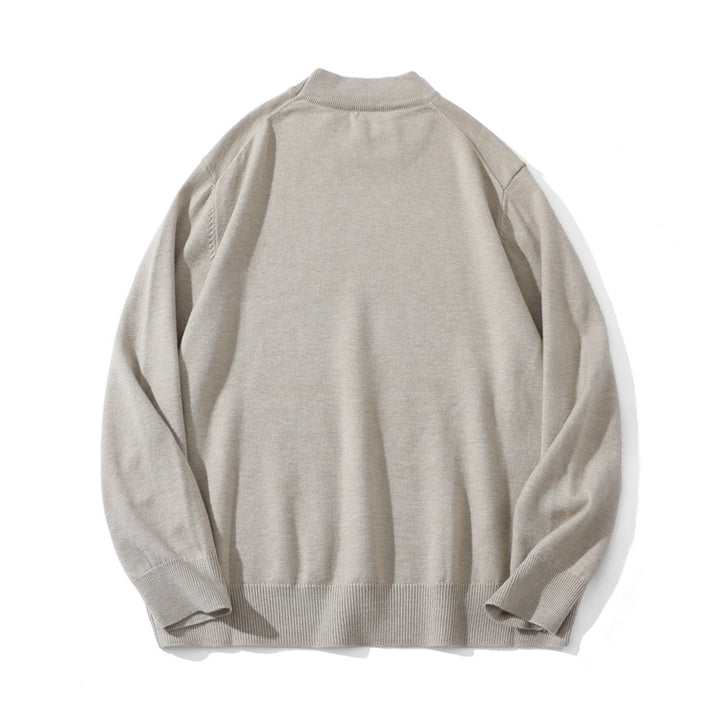 Unisex Feiner Strickpullover mit Mockneck, Oversize-Schnitt und gerippten Bündchen Echoarchiv