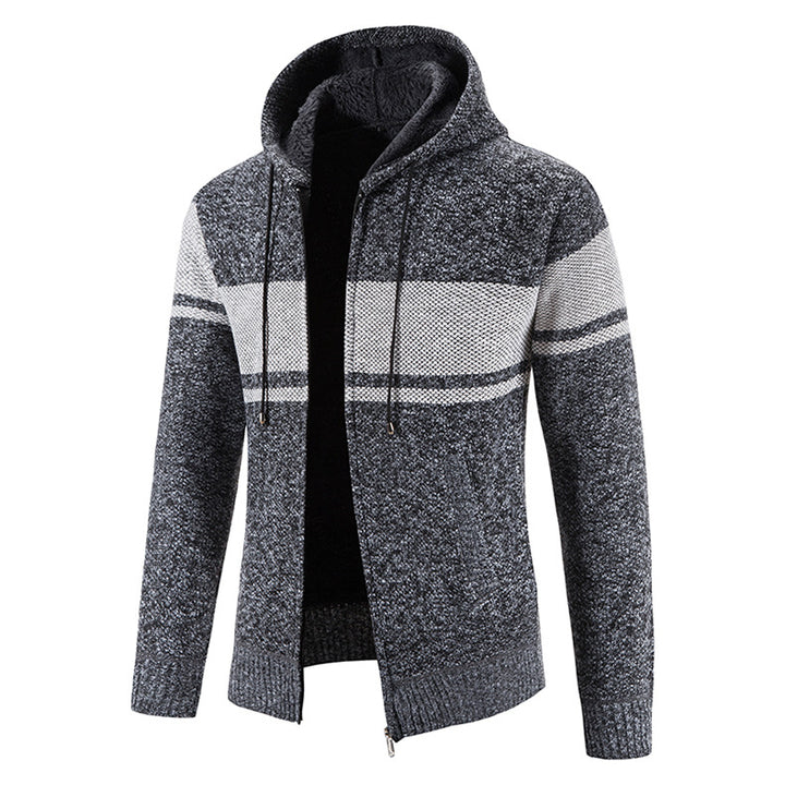 Herren Strickjacke mit Kapuze und strukturiertem Design Echoarchiv
