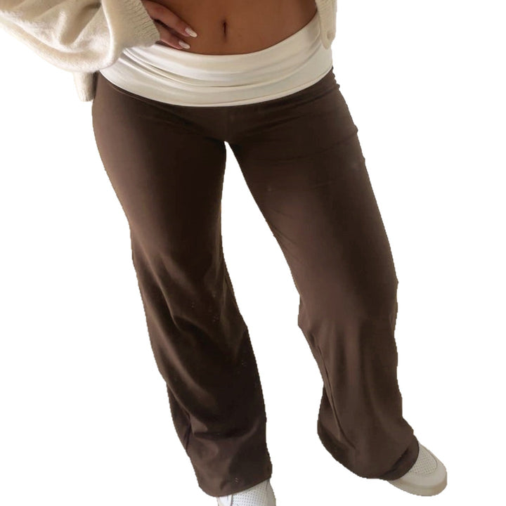 Damen nan weiche Yoga-Loungehose mit umklappbarem Bund und weitem Bein Echo Archiv