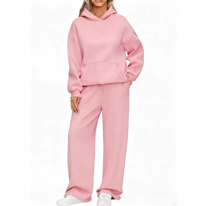 Damen nan Cozy-Loungewear-Set mit oversized Kapuzenpullover, Kängurutasche und weiten Palazzo-Jogginghose Echo Archiv