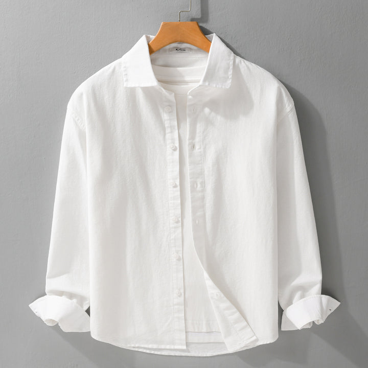 Herren Leichtes Leinen-Baumwoll-Overshirt mit Kentkragen, Relaxed‑Fit und durchgehender Knopfleiste Echoarchiv