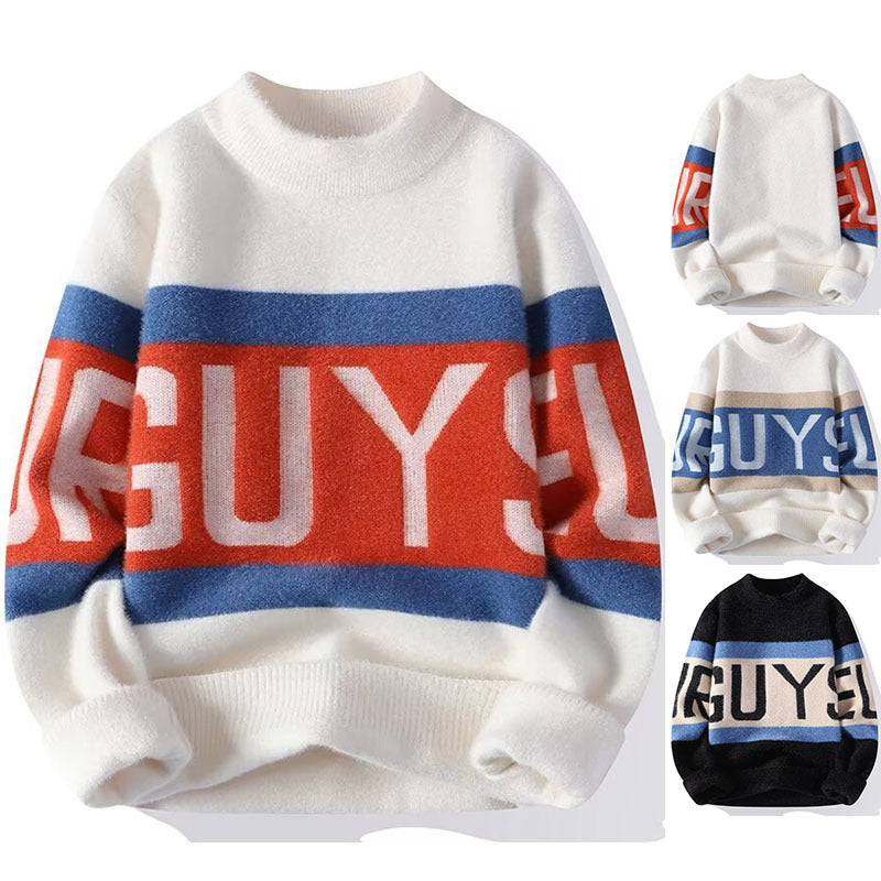 Damen Kuscheliger Grobstrickpullover mit auffälligem Schriftzug Echoarchiv