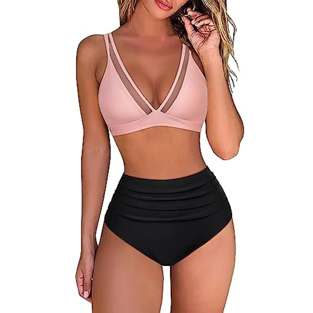 Damen High-Waisted Tiered Animal Print Bikini Set Echoarchiv