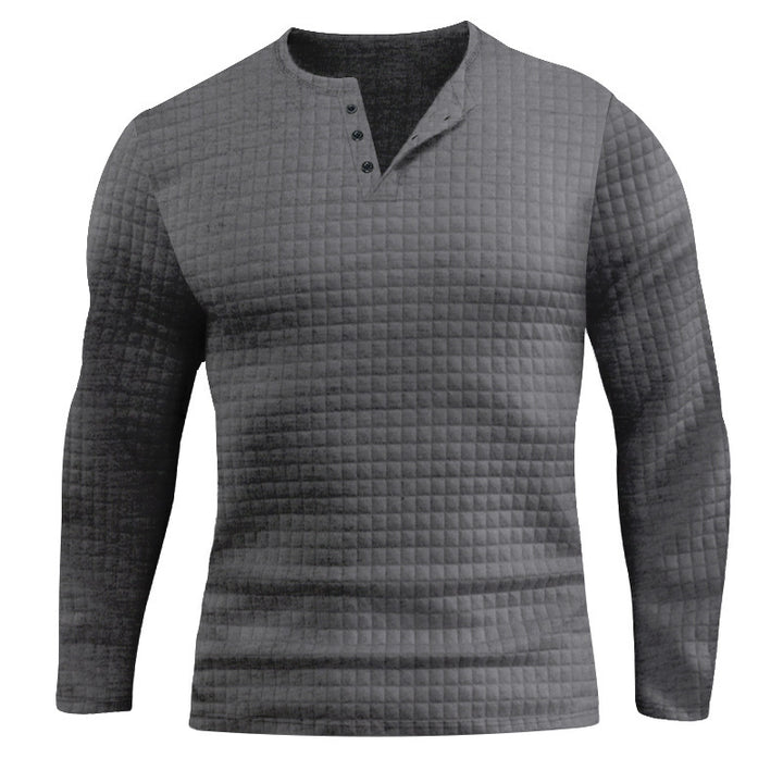 Herren Langarmshirt mit strukturiertem Design und modischem Knopfverschluss Echoarchiv