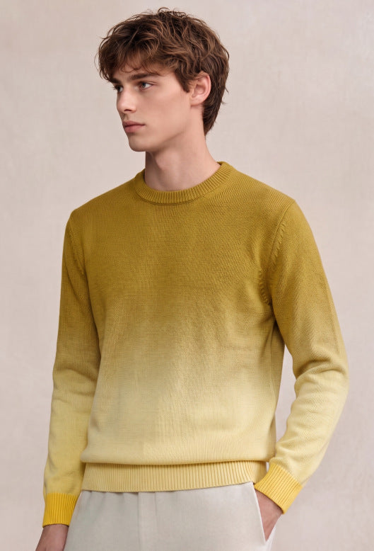 Herren Feinstrick-Pullover mit Dip-Dye-Effekt und Rundhalsausschnitt Echoarchiv