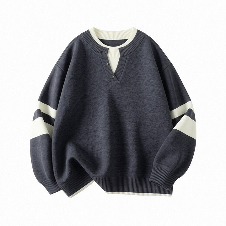 Damen Sportlicher Oversize-Pullover mit Knopfleiste Echo Archiv