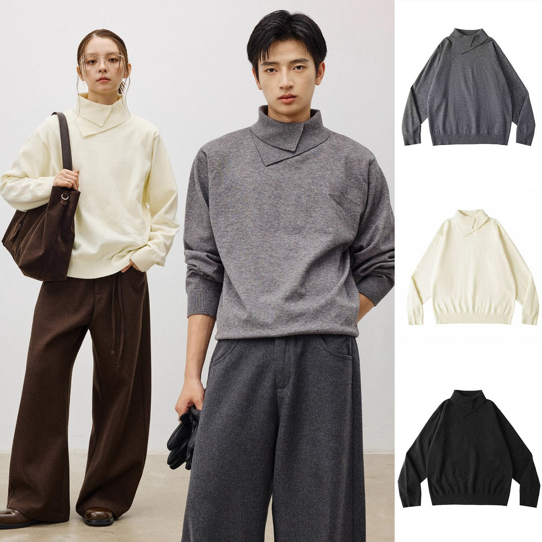 Damen Modischer Grobstrickpullover mit hohem Kragen Echoarchiv